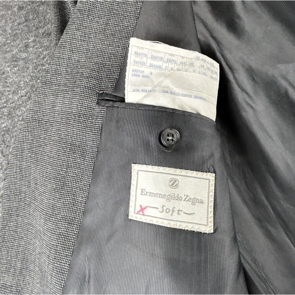 Ermenegildo Zegna Soft Wool Blazer Mens Sz 44L Gray Tweed Houndstooth 3 Button - Picture 6 of 12